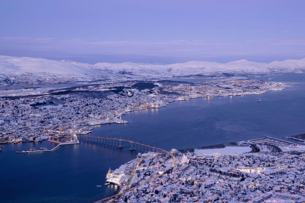 Tromso in inverno panorama su Tromso